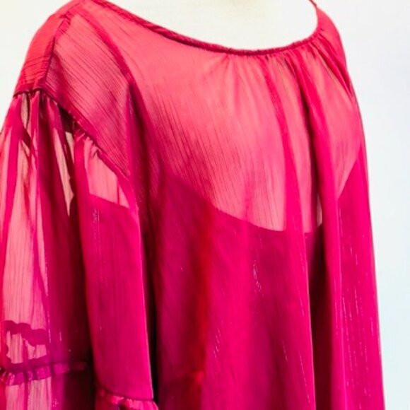 NWT LAUREN CONRAD Women Long Sleeve Pullover Sheer & Tank Red Shirt Plus Size 4X - Picture 4 of 14